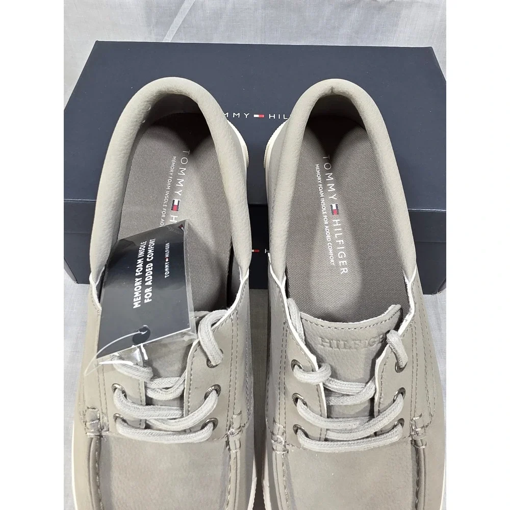 Tommy Hilfiger Gervis Men's Grey Boat Shoe Low Top‎ Lace Up Memory Foam Size 9M